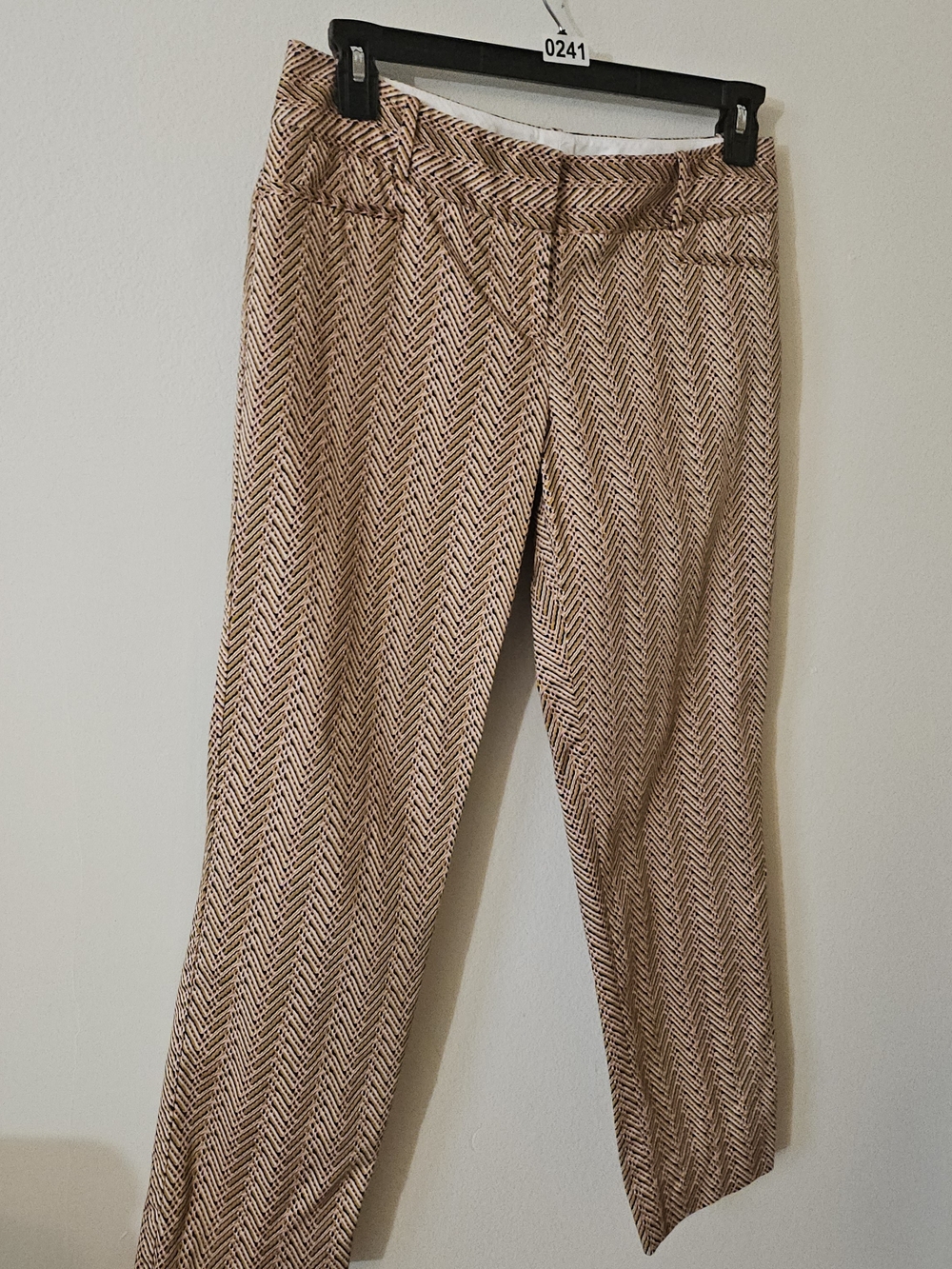 Pink Yellow Black Herringbone Pattern Cotton Pants 241